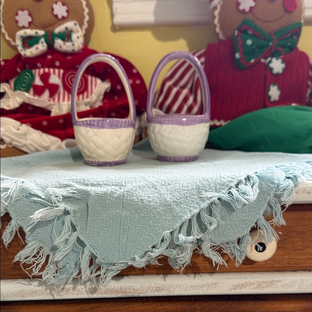 Purple and White Decorative Baskets